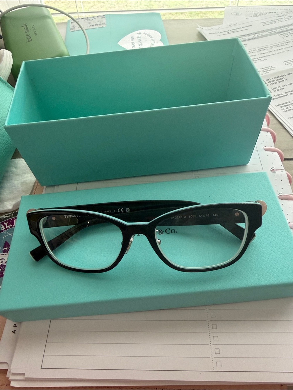 Tiffany & Co. Black Eyeglasses with Tiffany Blue Box
